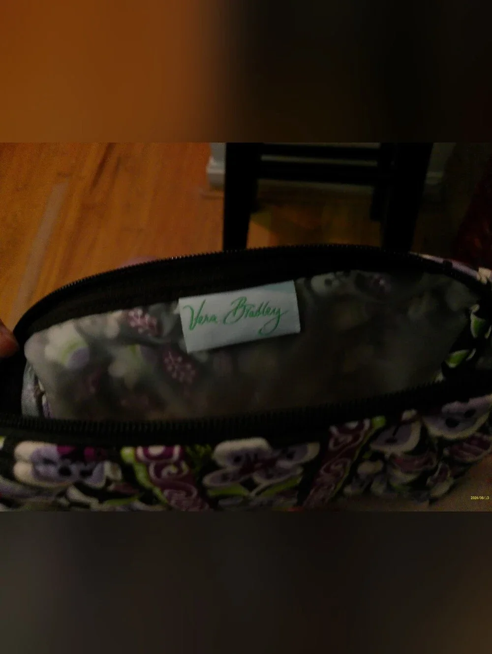 Vera Bradley Small Cosmetics Bag (Plum Petals) - Retired Print